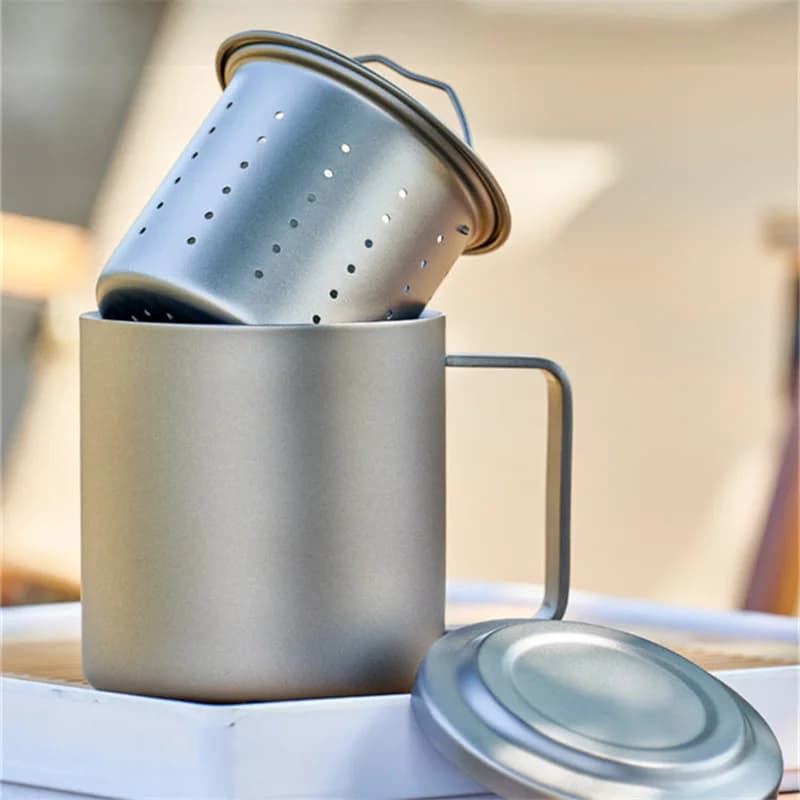 450ml Чаша за чай с инфузер от чист титан